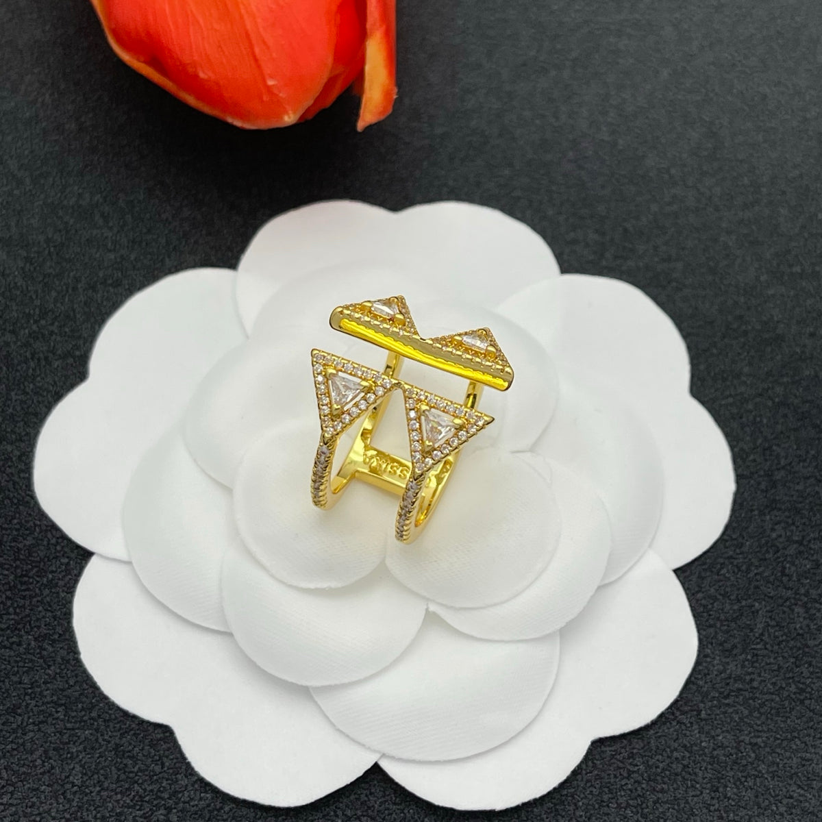 Messika Double Triangle Statement ring in Gold Tone, detail view 4