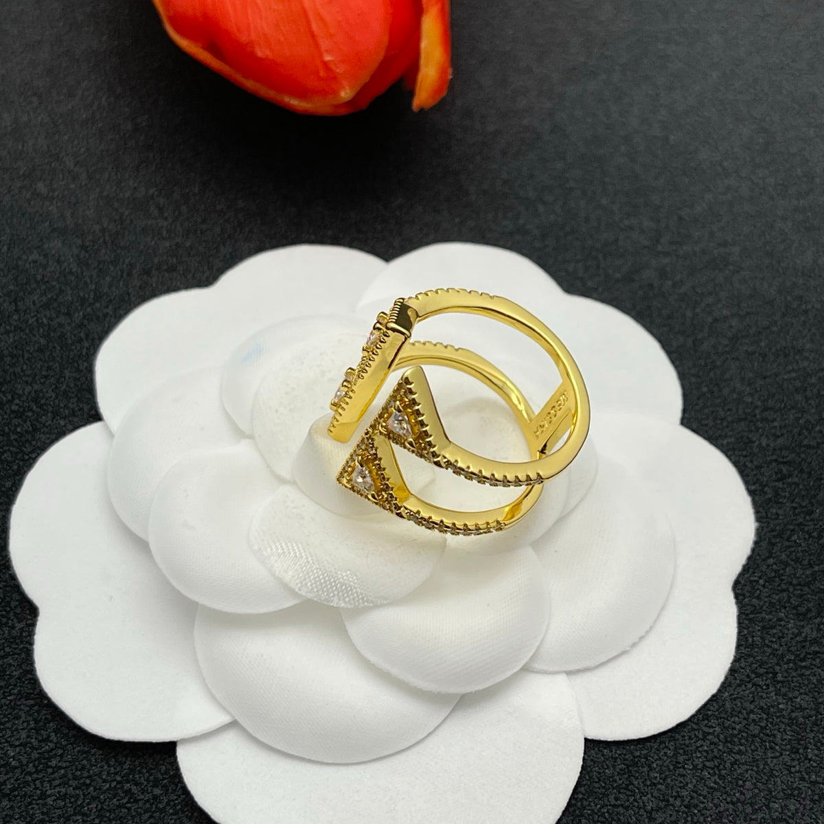 Messika Double Triangle Statement ring in Gold Tone, detail view 5