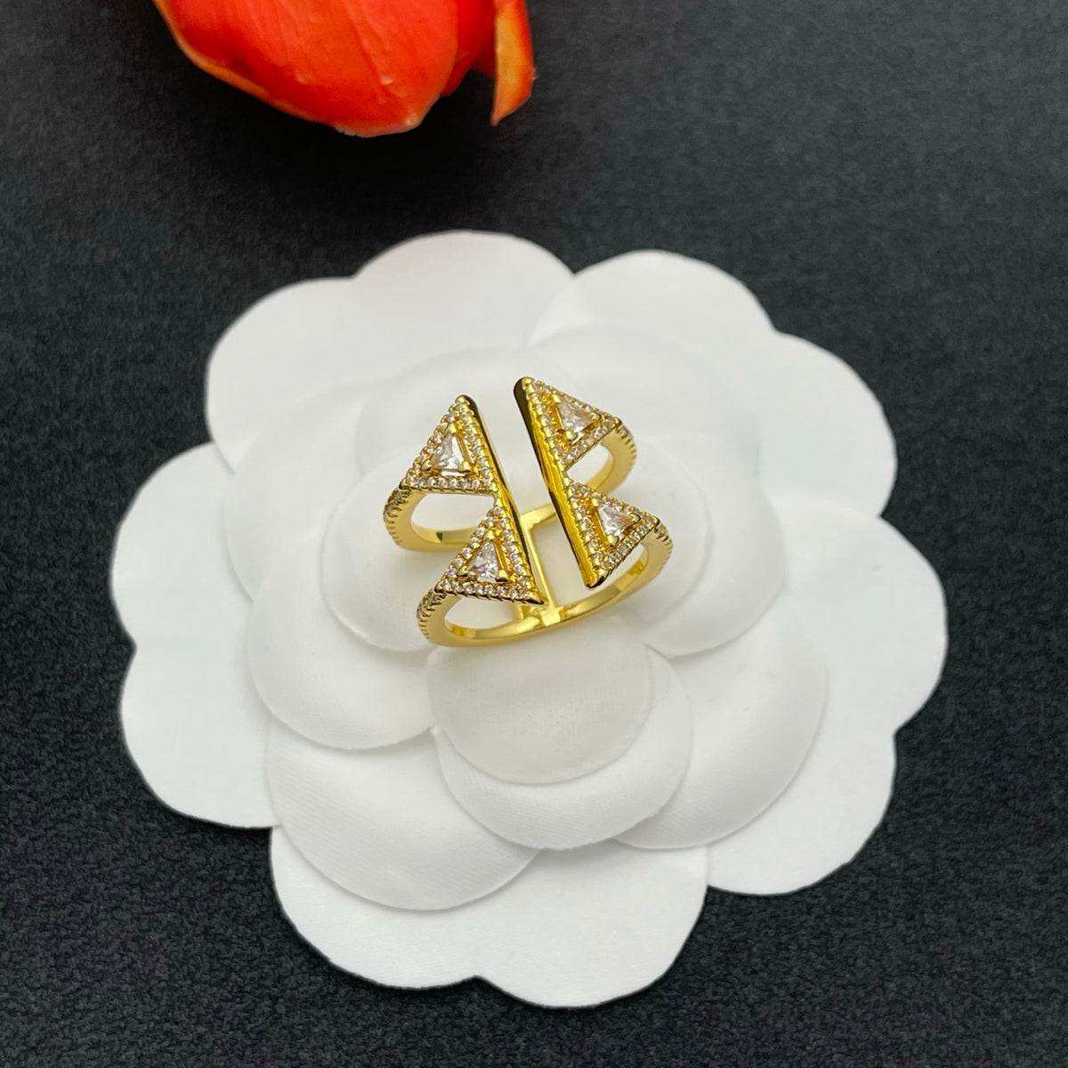 Messika Double Triangle Statement ring in Gold Tone, detail view 2