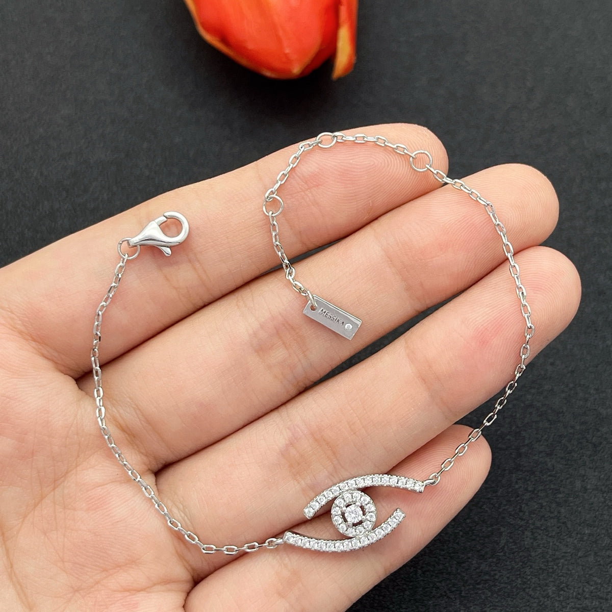Messika Mini Eye Chain bracelet in Silver Tone, main view