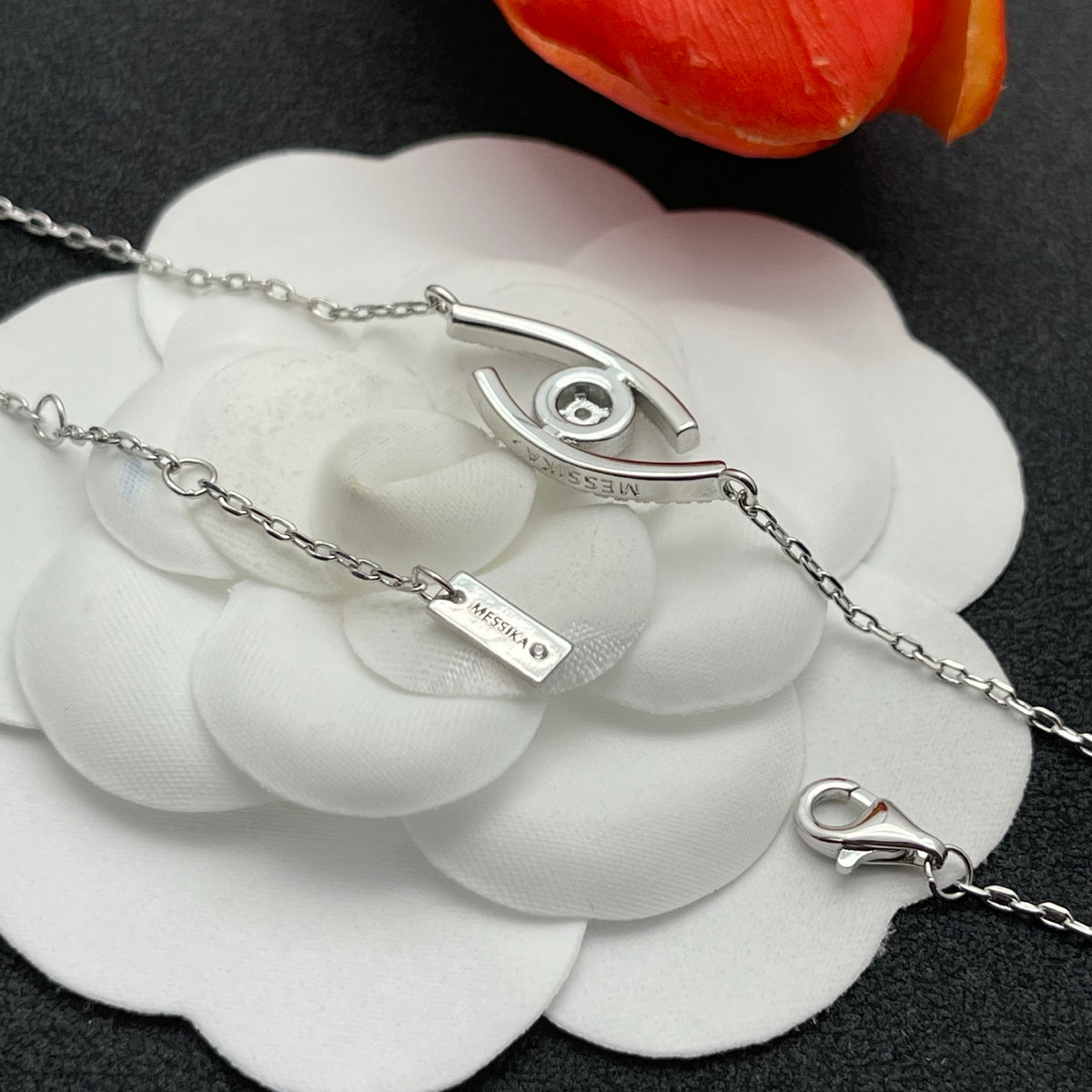 Messika Mini Eye Chain bracelet in Silver Tone, detail view 7