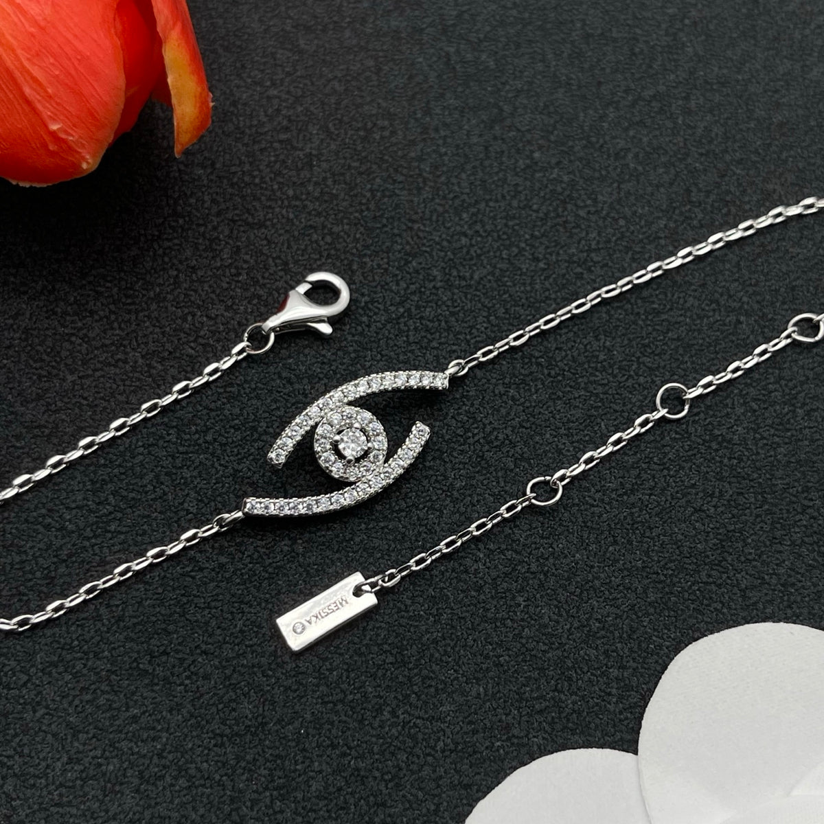 Messika Mini Eye Chain bracelet in Silver Tone, detail view 5