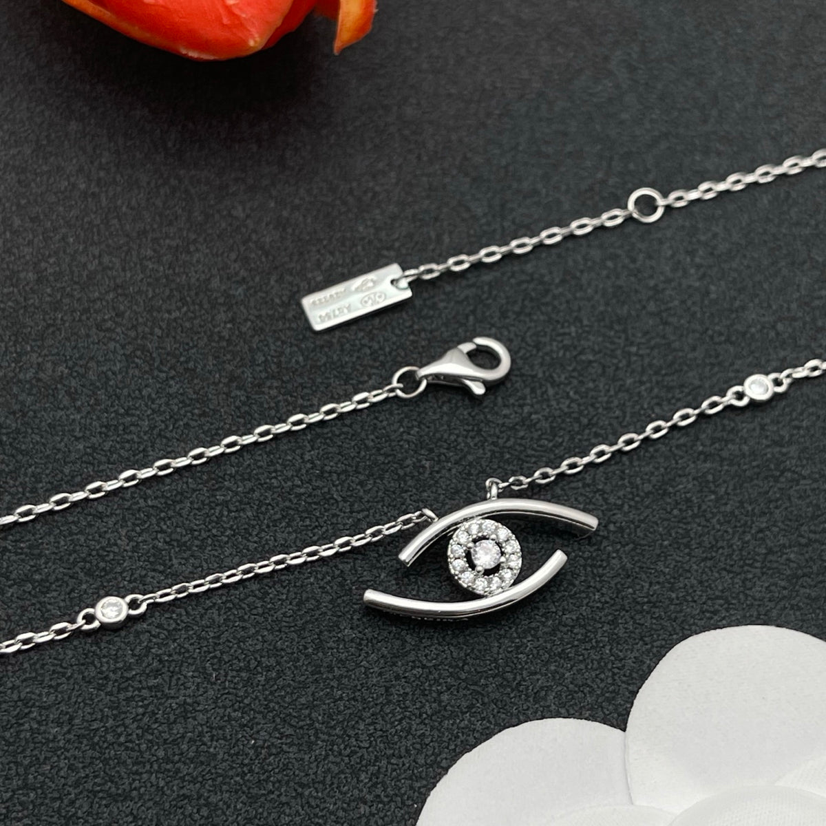 Messika Eye Motif Pendant necklace in Silver Tone, detail view 6