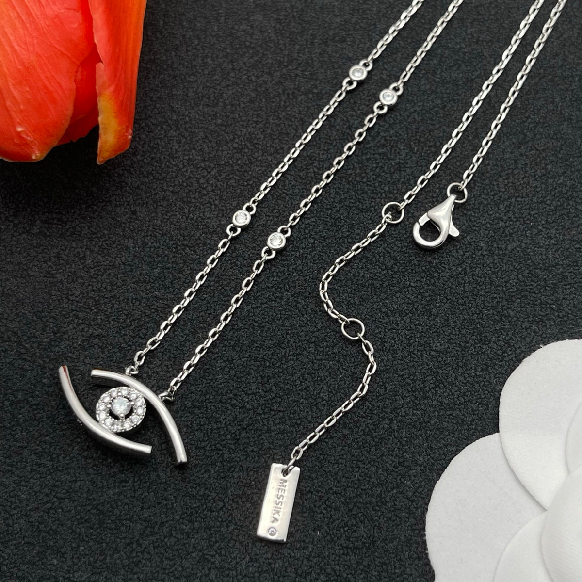Messika Eye Motif Pendant necklace in Silver Tone, detail view 5