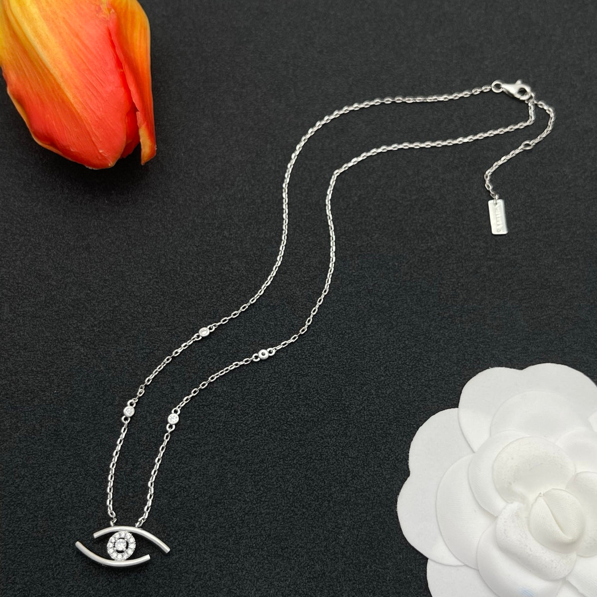 Messika Eye Motif Pendant necklace in Silver Tone, detail view 3