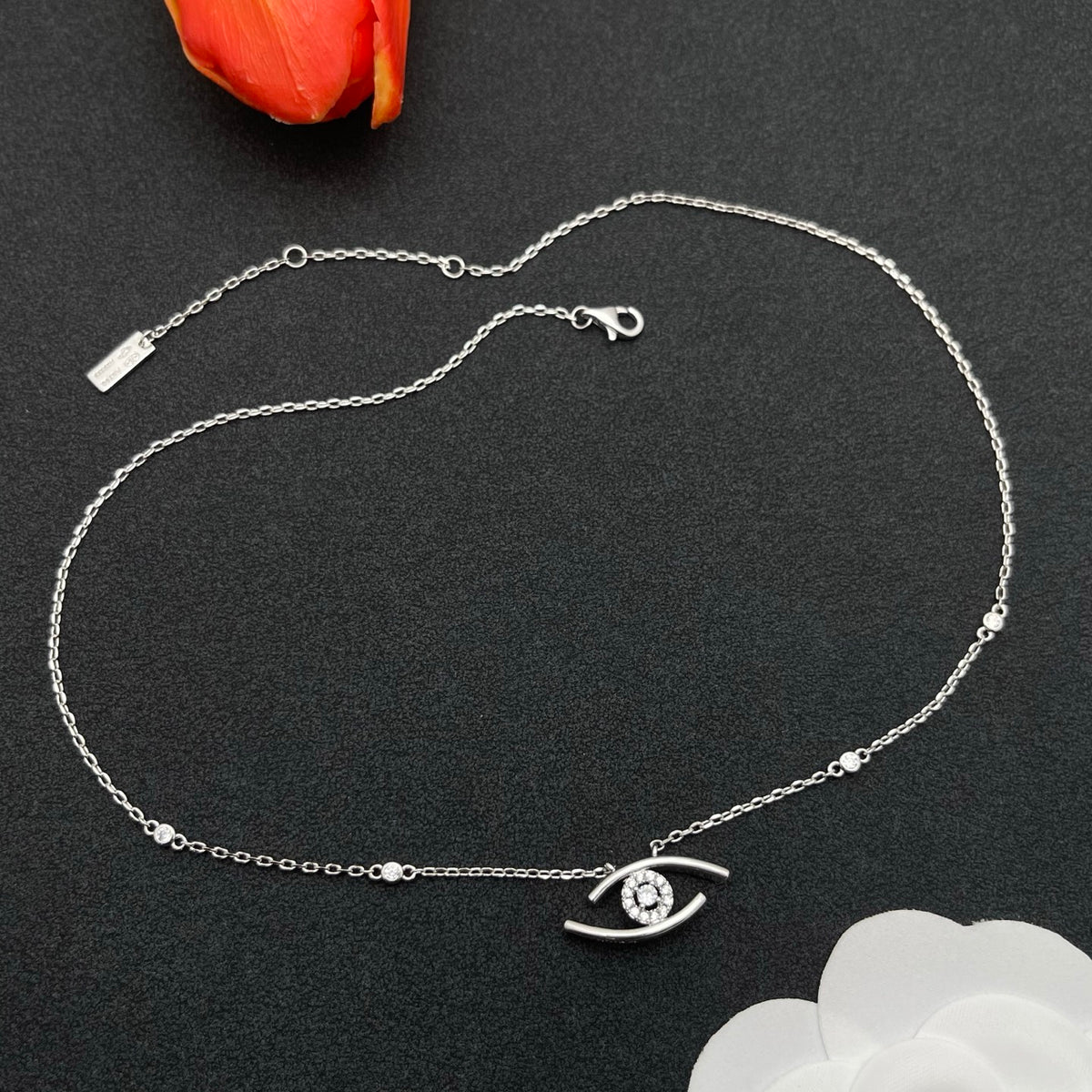 Messika Eye Motif Pendant necklace in Silver Tone, detail view 2