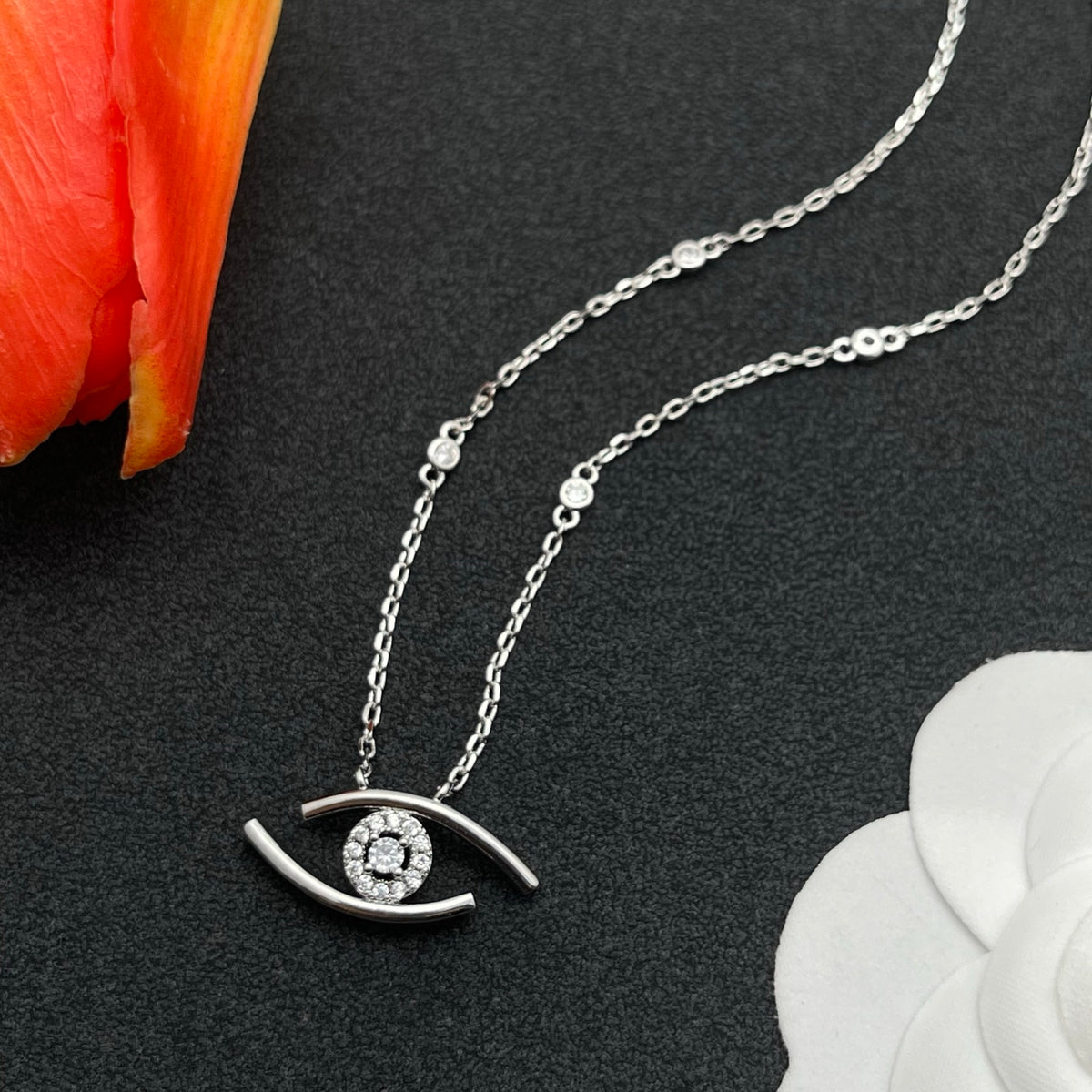 Messika Eye Motif Pendant necklace in Silver Tone, detail view 4