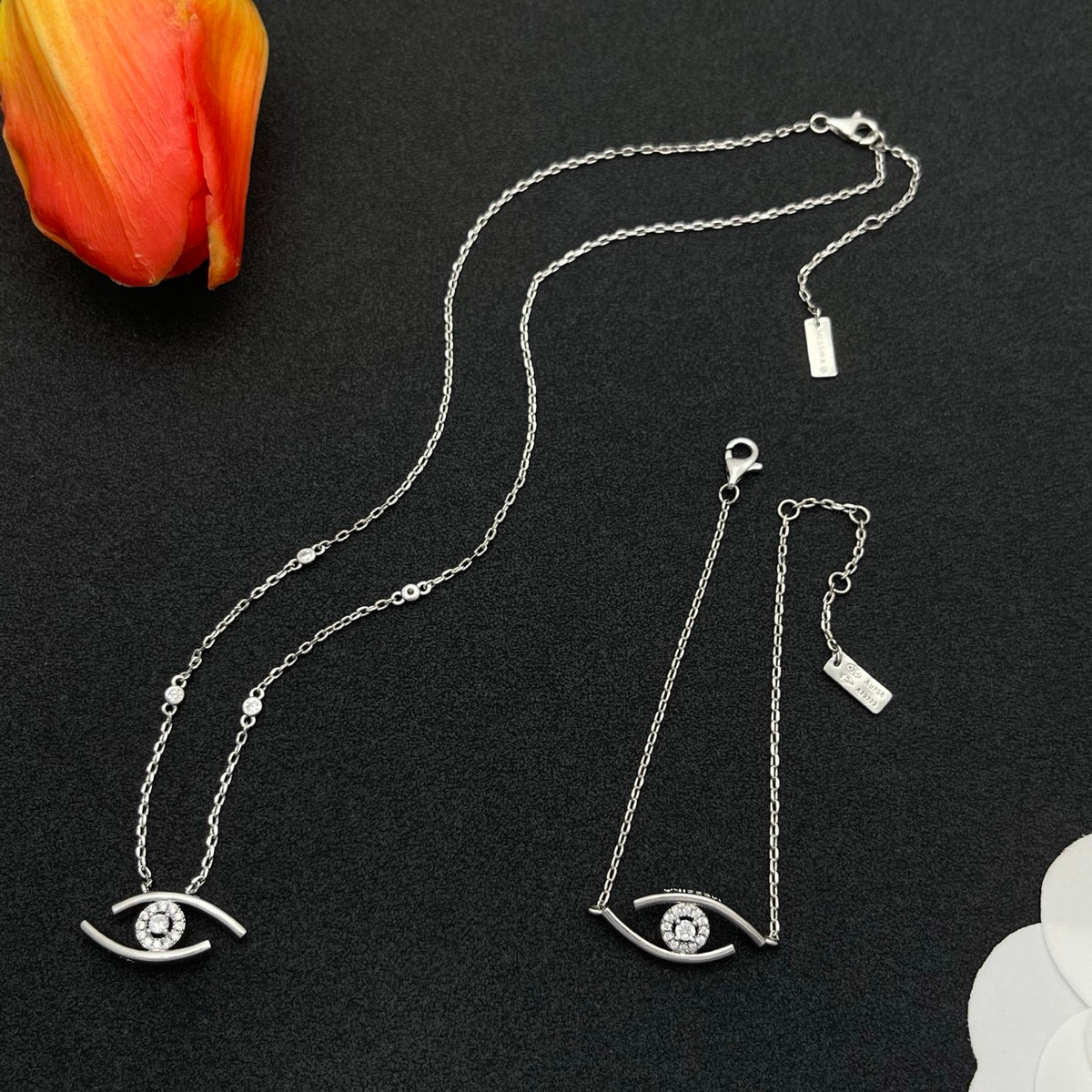 Messika Eye Motif Pendant necklace in Silver Tone, detail view 8