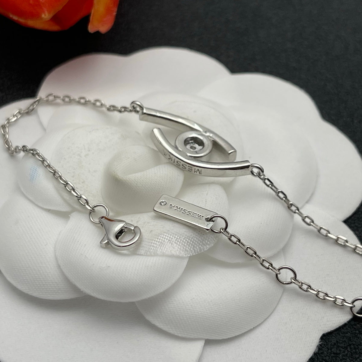 Messika Eye Motif Chain bracelet in Silver Tone, detail view 7