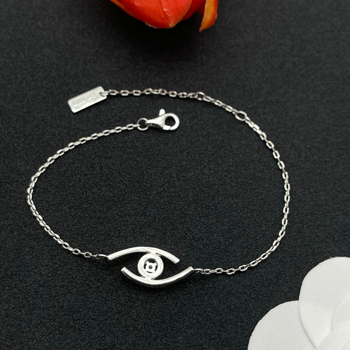 Messika Eye Motif Chain bracelet in Silver Tone, detail view 6