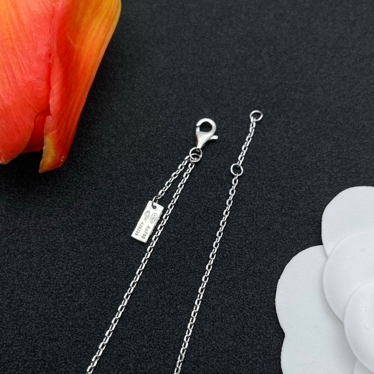 Messika Oval Enamel Bar Chain bracelet in Silver & Black, detail view 26