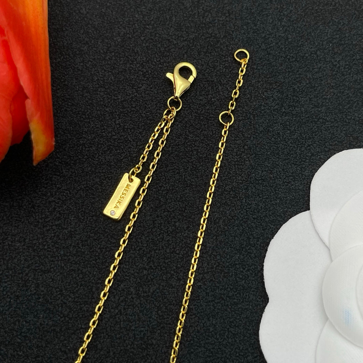 Messika Oval Enamel Bar Chain bracelet in Gold & Black, detail view 19