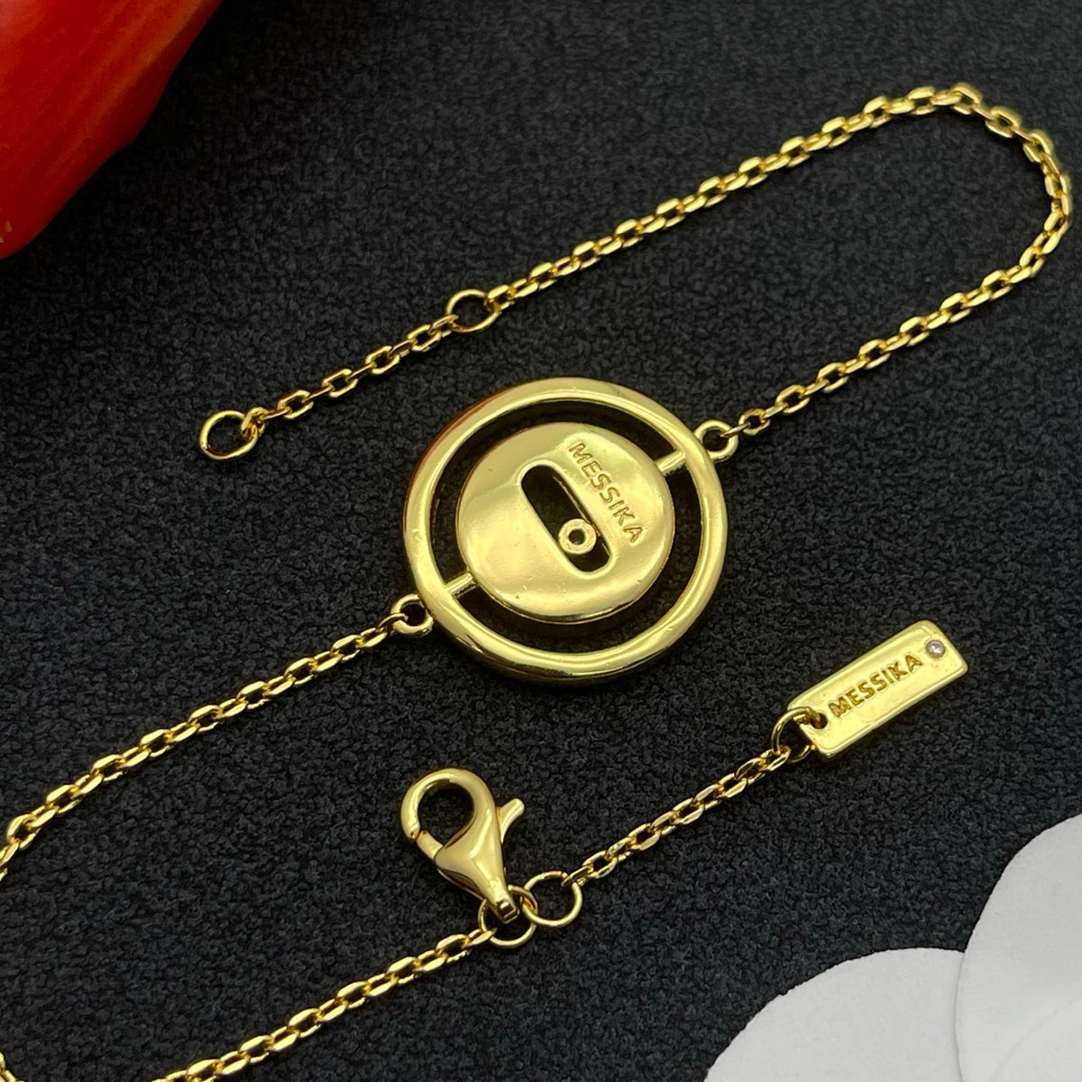 Messika Oval Enamel Bar Chain bracelet in Gold & Black, detail view 22