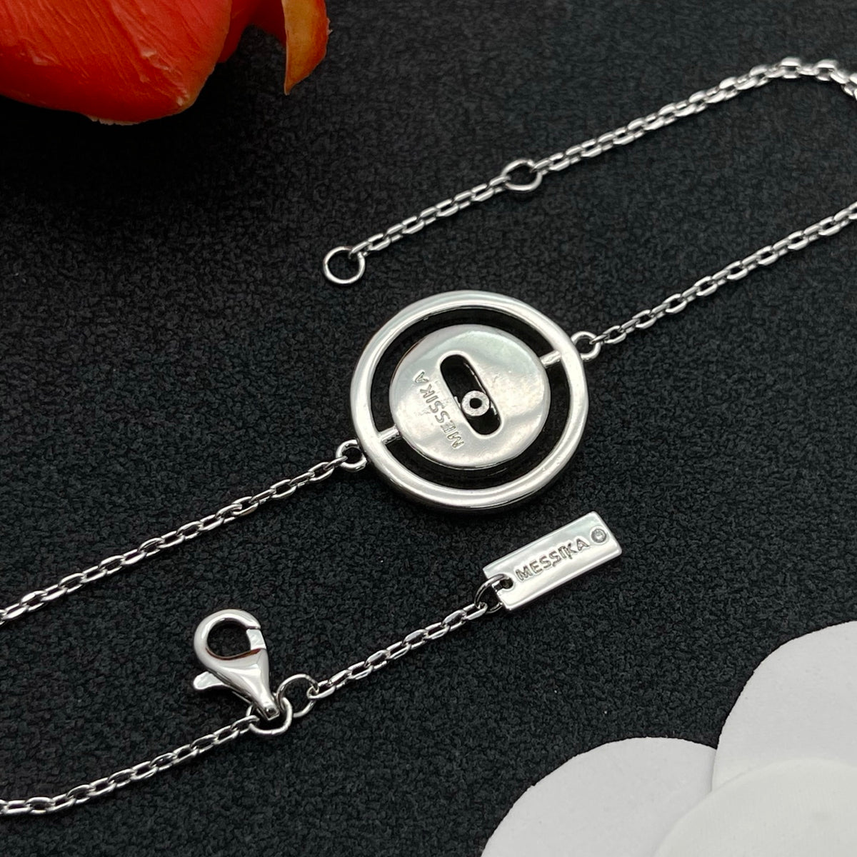 Messika Open Circle Bar Chain bracelet in Silver Tone, detail view 7