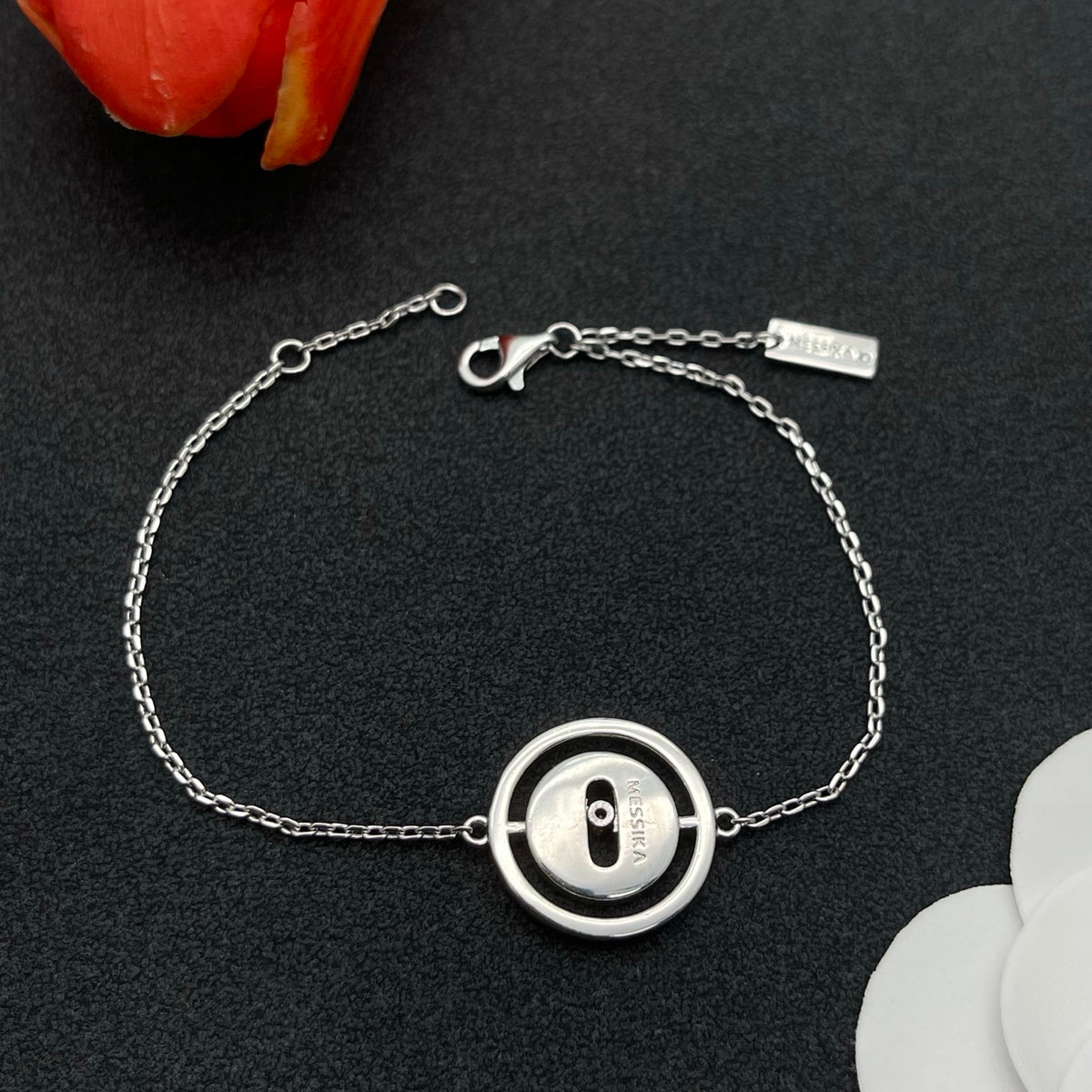 Messika Open Circle Bar Chain bracelet in Silver Tone, detail view 6
