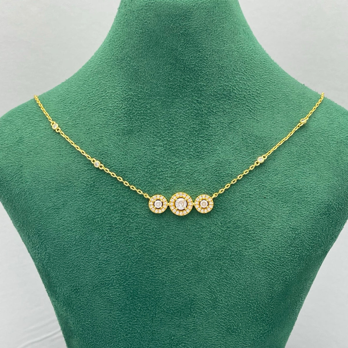 Messika Triple Halo Station necklace in Gold Tone, main view