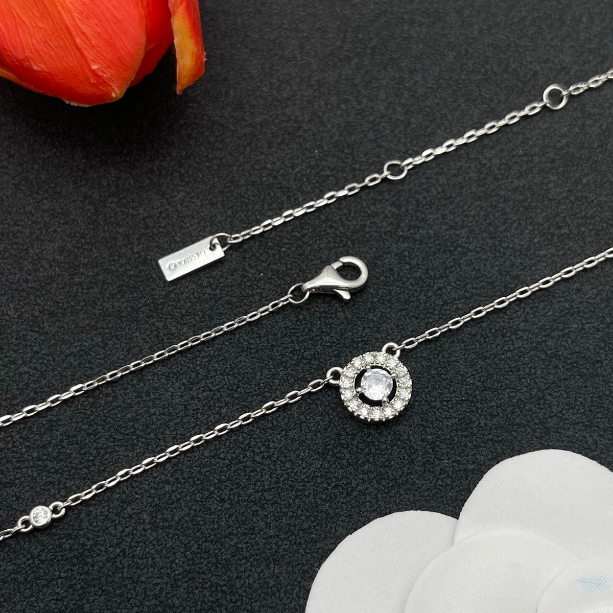 Messika Sunburst Halo Pendant necklace in Silver Tone, detail view 6