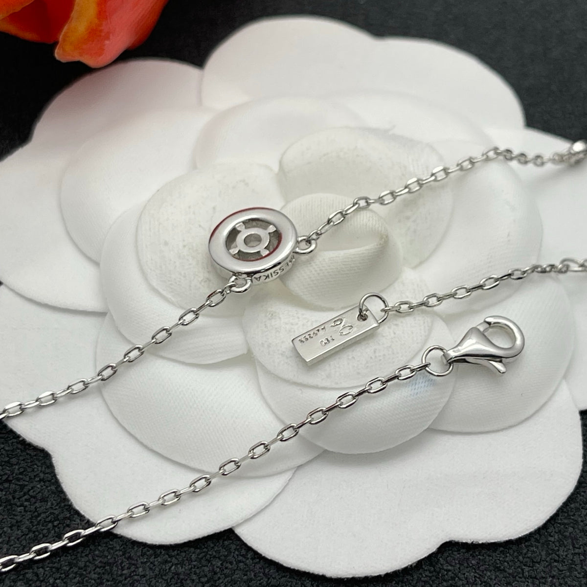 Messika Sunburst Halo Pendant necklace in Silver Tone, detail view 7