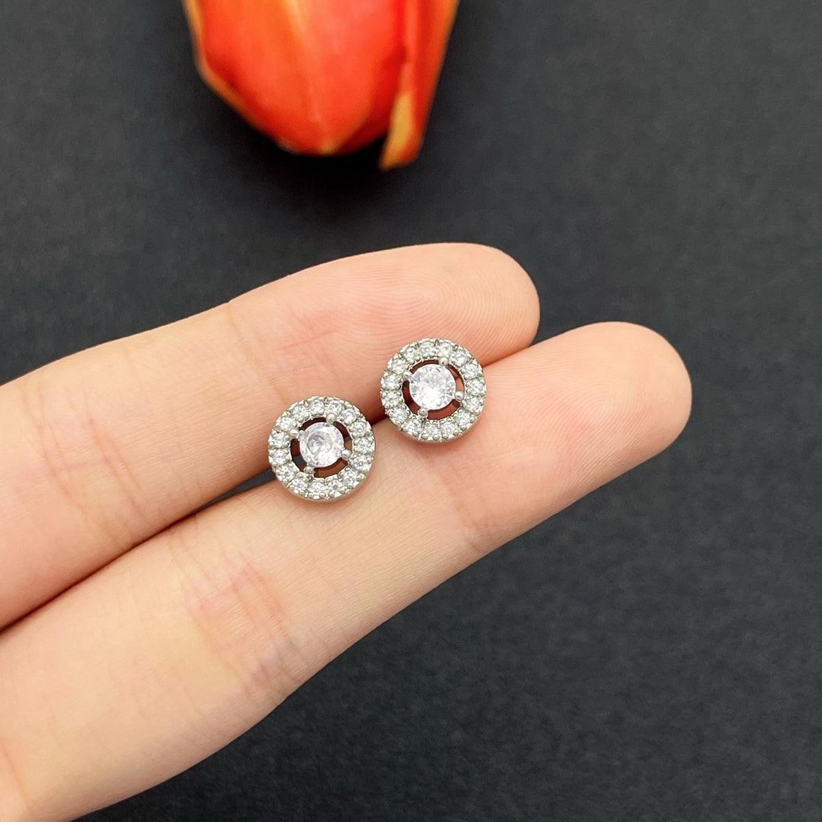 Messika Sunburst Halo Stud earrings in Silver Tone, main view