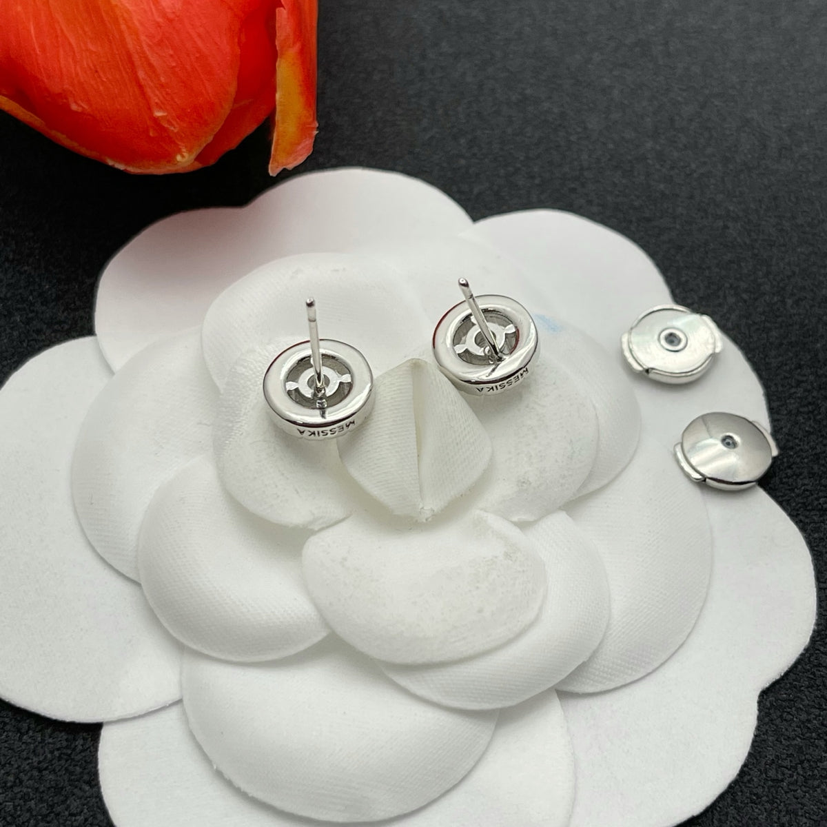 Messika Sunburst Halo Stud earrings in Silver Tone, detail view 7