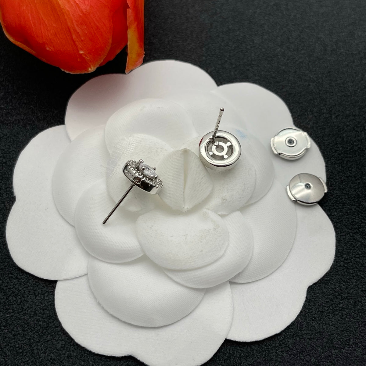 Messika Sunburst Halo Stud earrings in Silver Tone, detail view 6