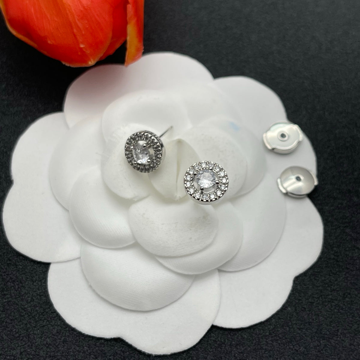 Messika Sunburst Halo Stud earrings in Silver Tone, detail view 5