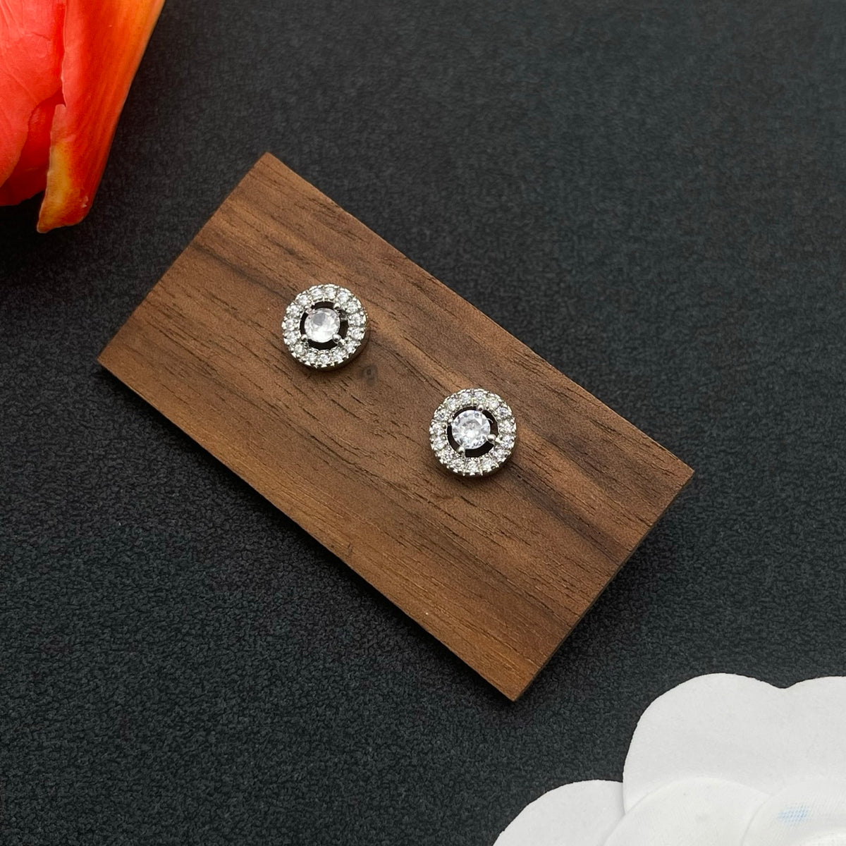 Messika Sunburst Halo Stud earrings in Silver Tone, detail view 4