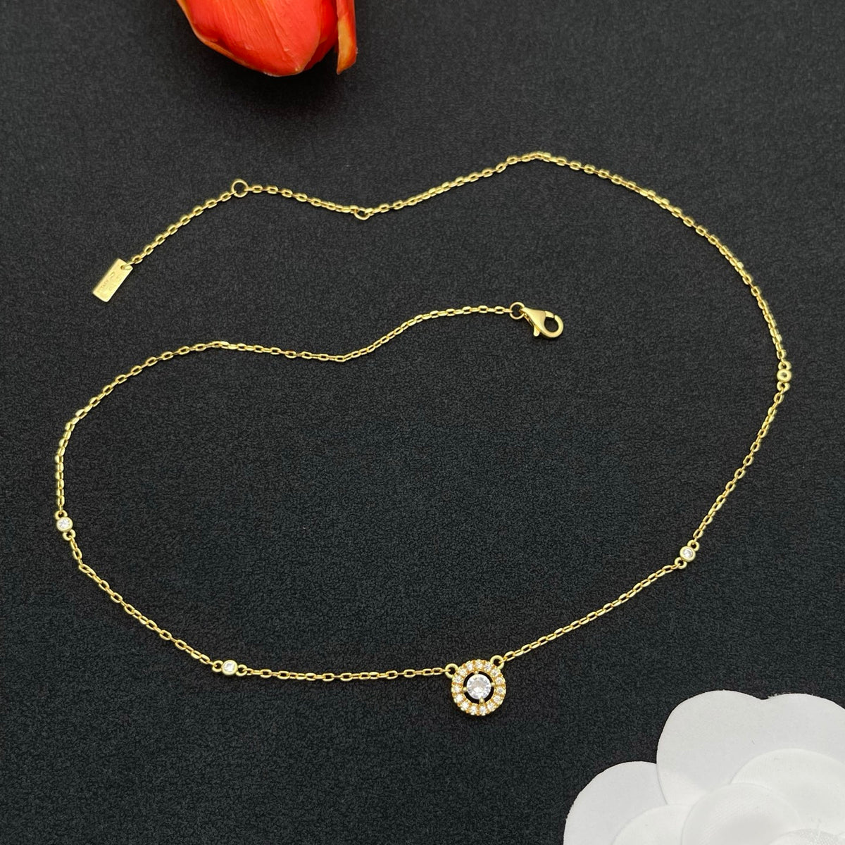 Messika Sunburst Halo Pendant necklace in Gold Tone, detail view 2