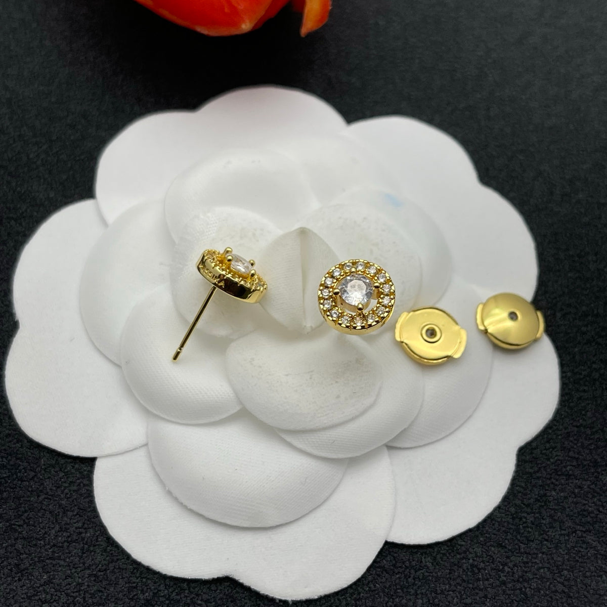 Messika Sunburst Halo Stud earrings in Gold Tone, detail view 6