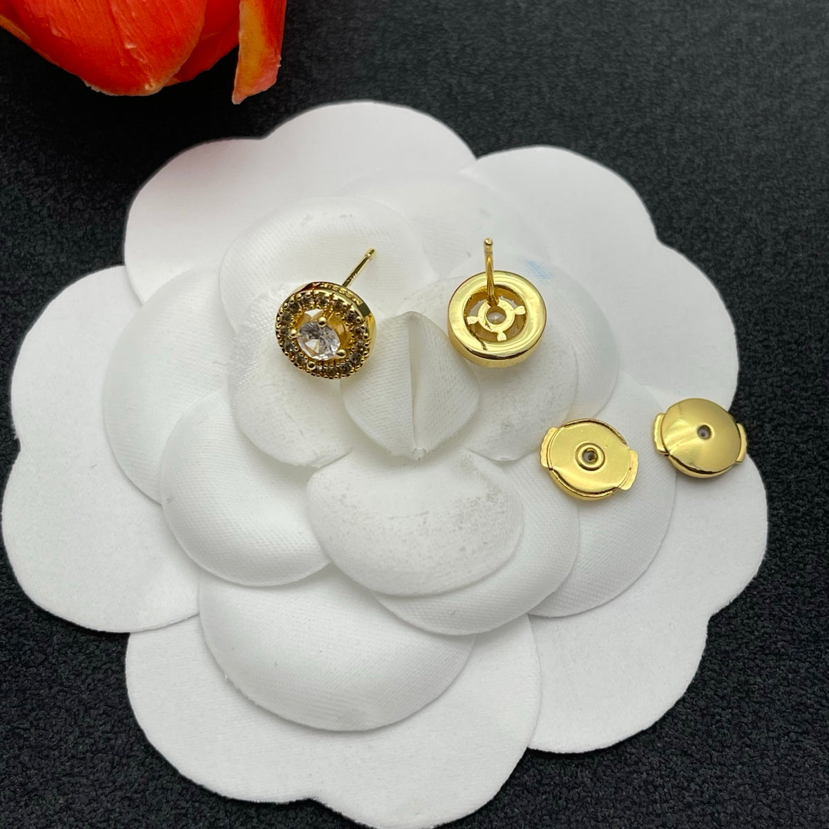 Messika Sunburst Halo Stud earrings in Gold Tone, detail view 5