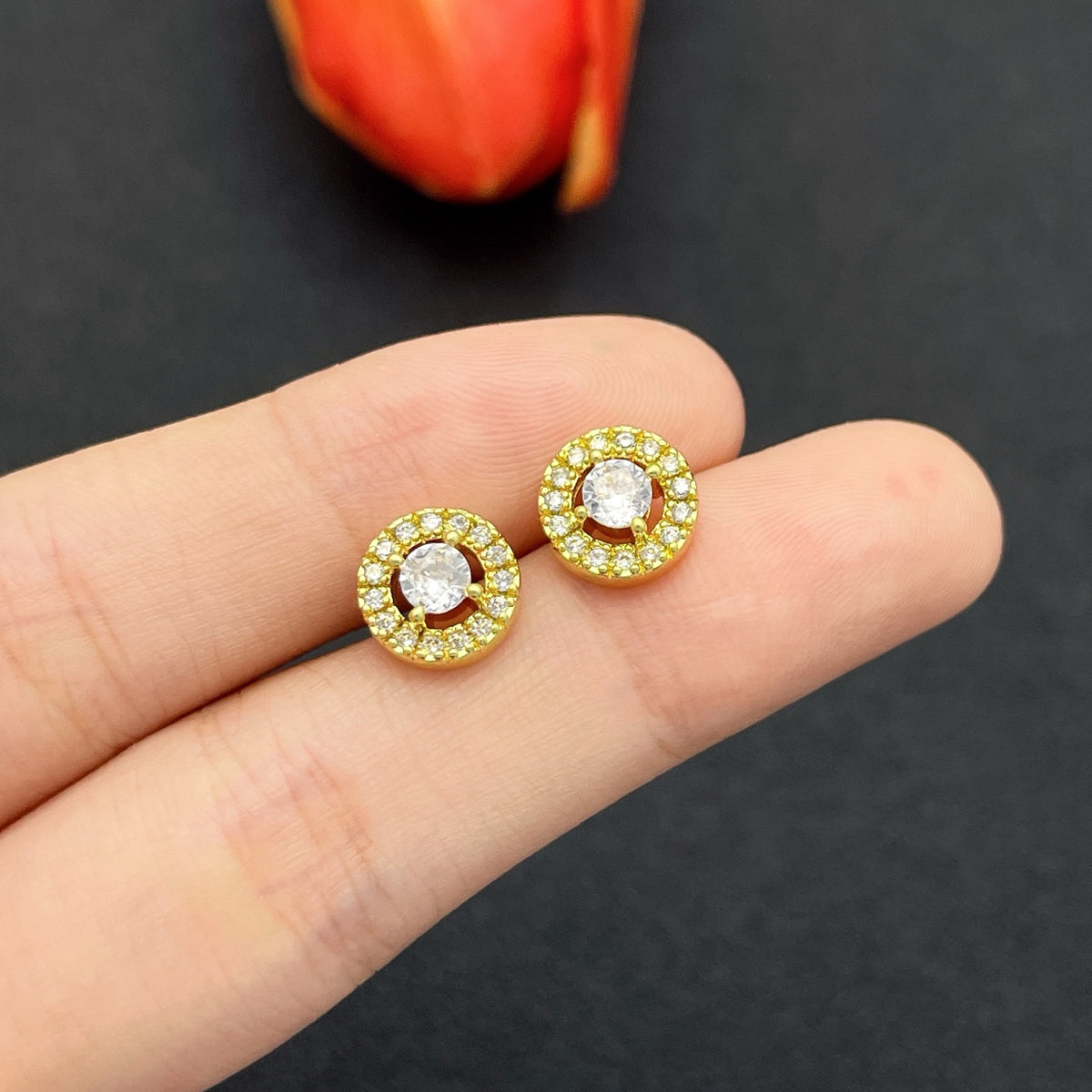 Messika Sunburst Halo Stud earrings in Gold Tone, main view