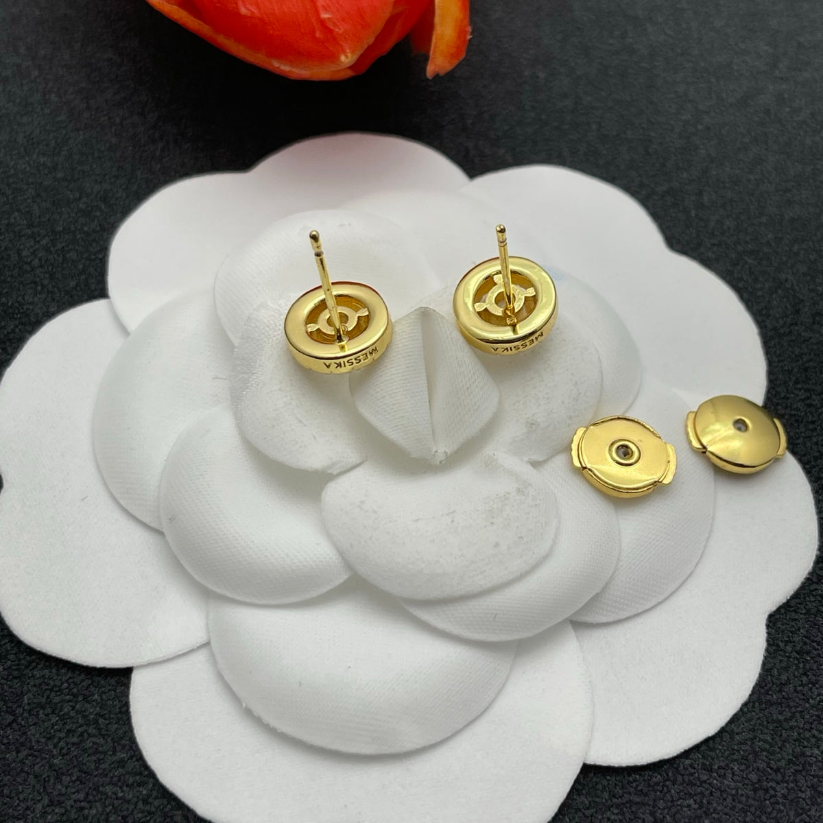 Messika Sunburst Halo Stud earrings in Gold Tone, detail view 7