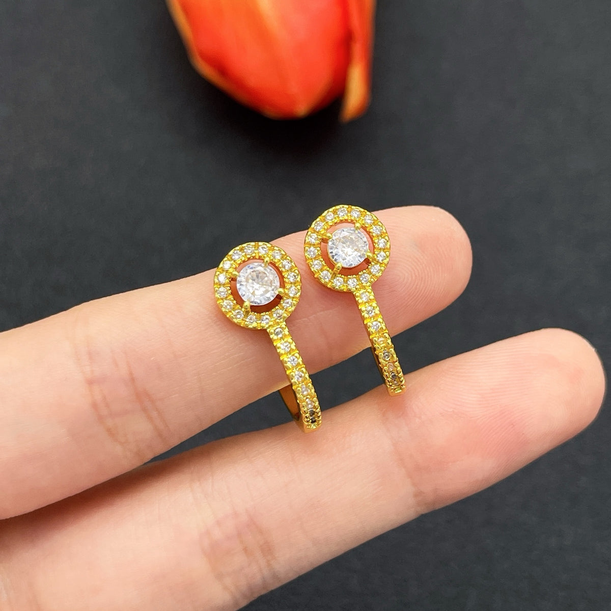Messika Round Halo Drop earrings in Gold Tone, main view