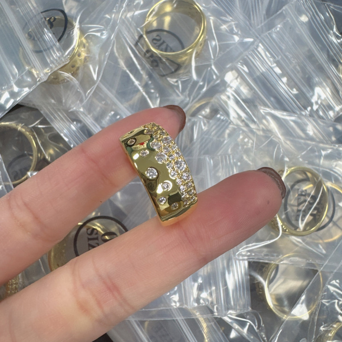 Sif Jakobs pave crystal wide band ring in Gold Tone, detail view 16