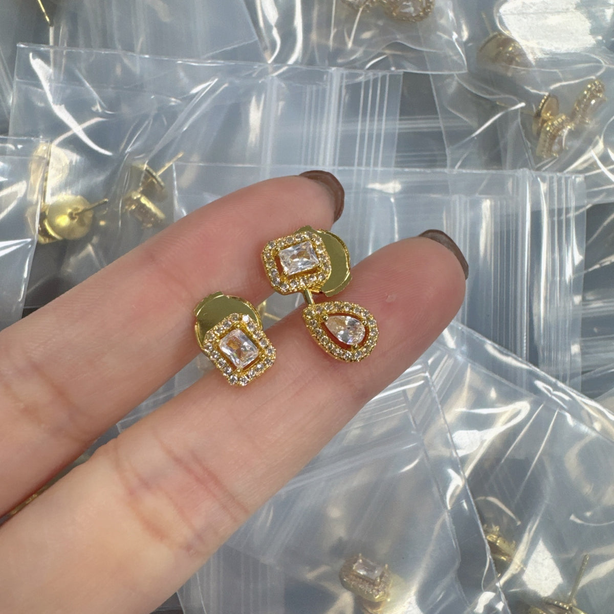 Messika Open Link Crystal Drop earrings in Gold Tone, main view