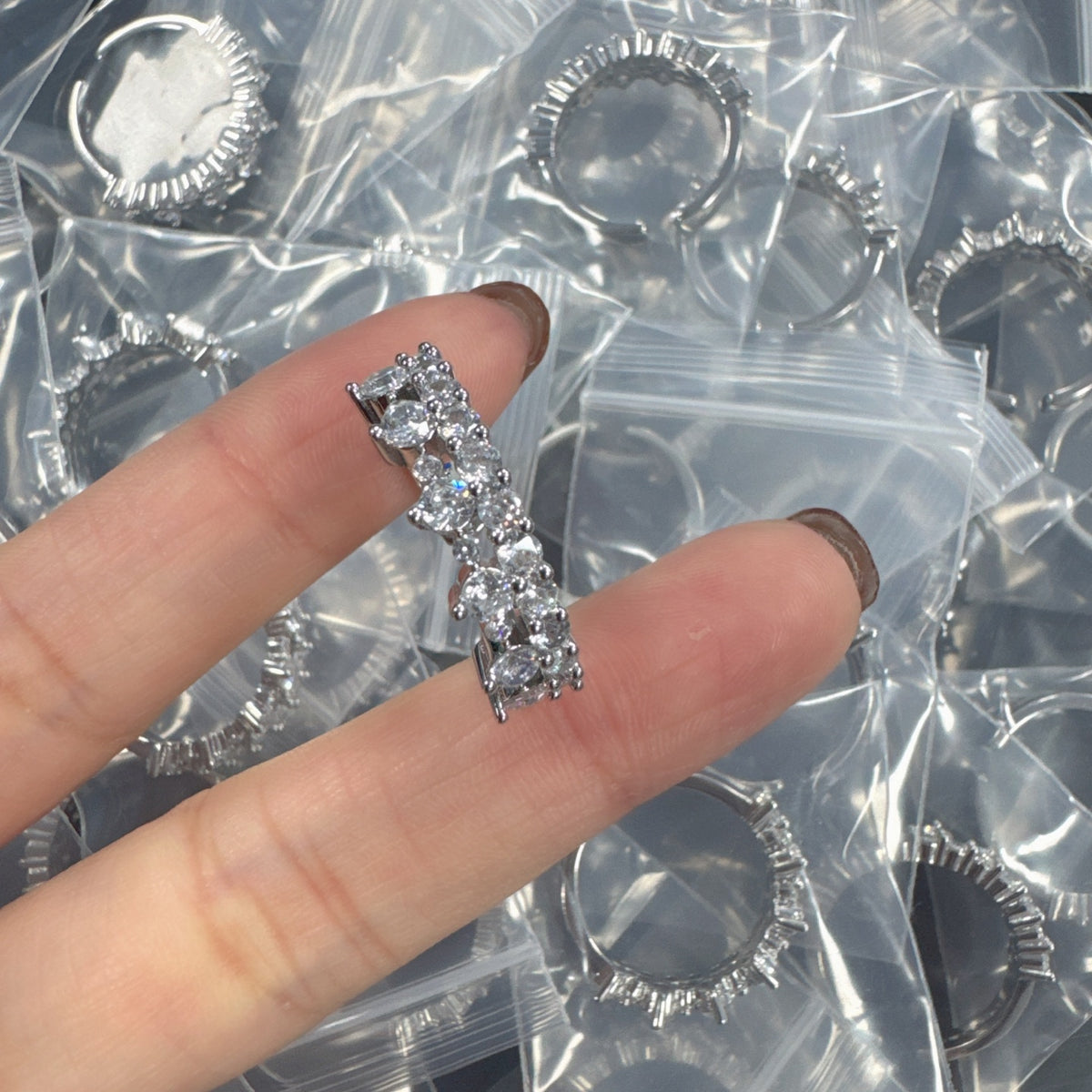 Sif Jakobs silver tone crystal bow ring in Silver Tone, main view