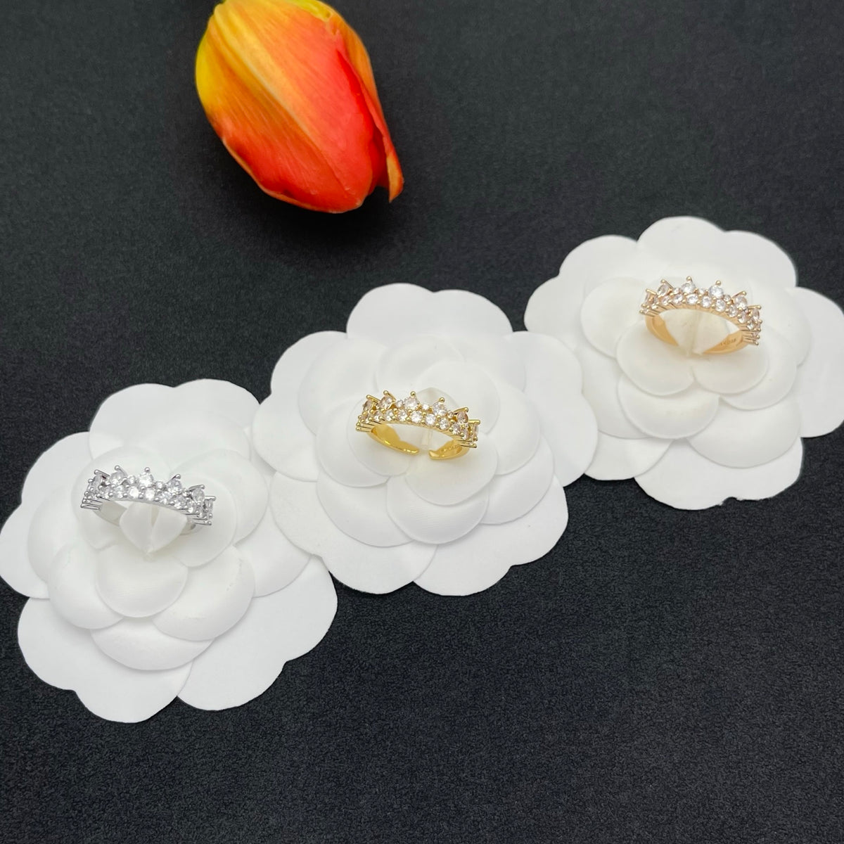 Sif Jakobs crystal crown tiara ring in Rose Gold Tone, detail view 8
