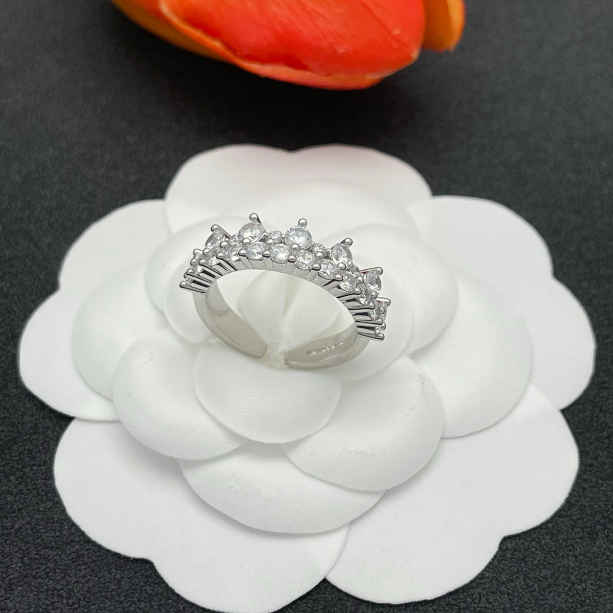 Sif Jakobs crystal crown tiara ring in Silver Tone, detail view 18