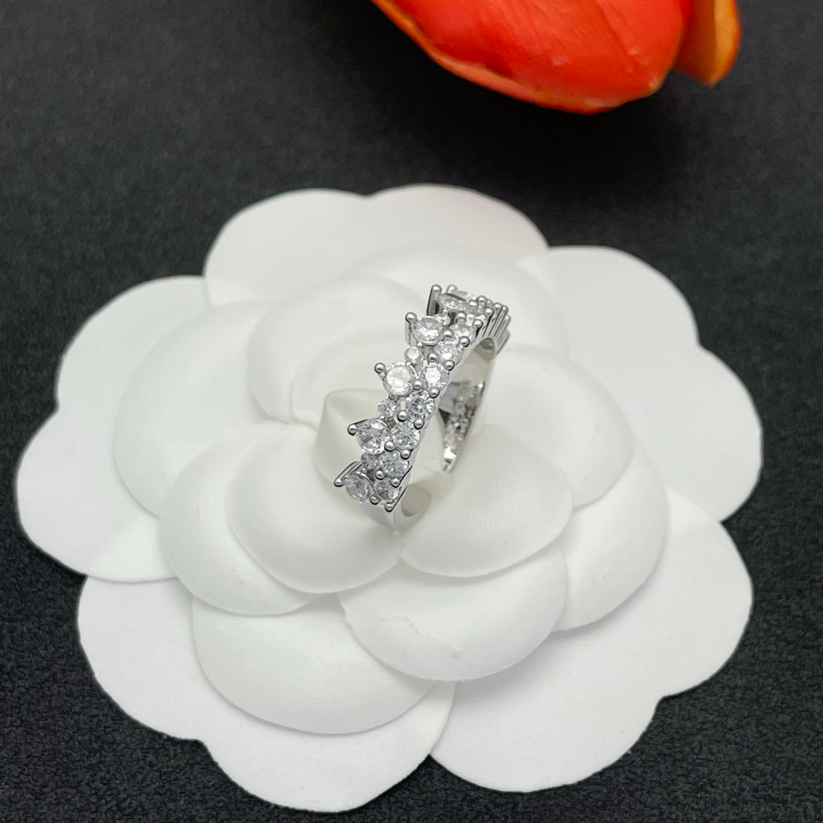 Sif Jakobs crystal crown tiara ring in Silver Tone, detail view 19