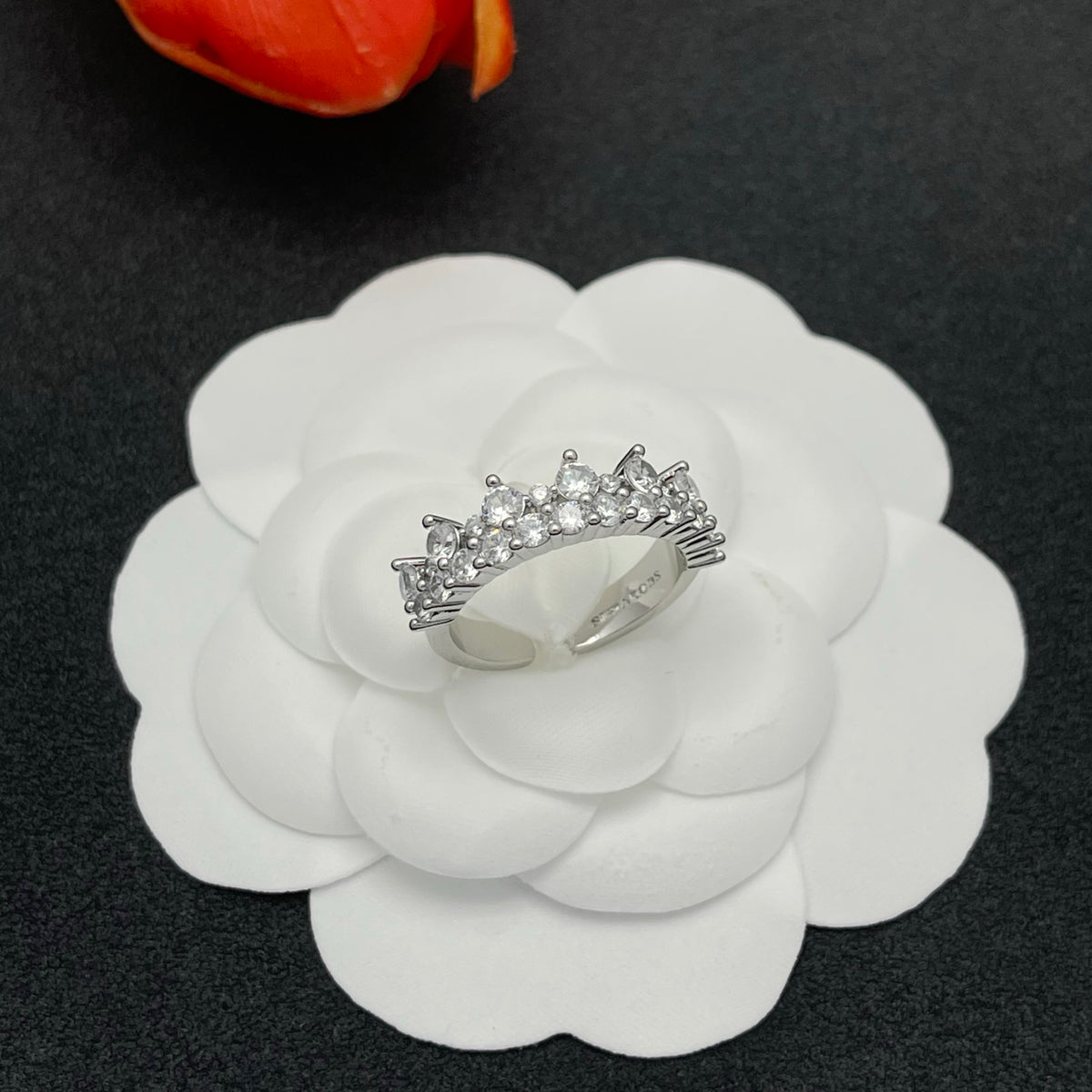 Sif Jakobs crystal crown tiara ring in Silver Tone, detail view 17