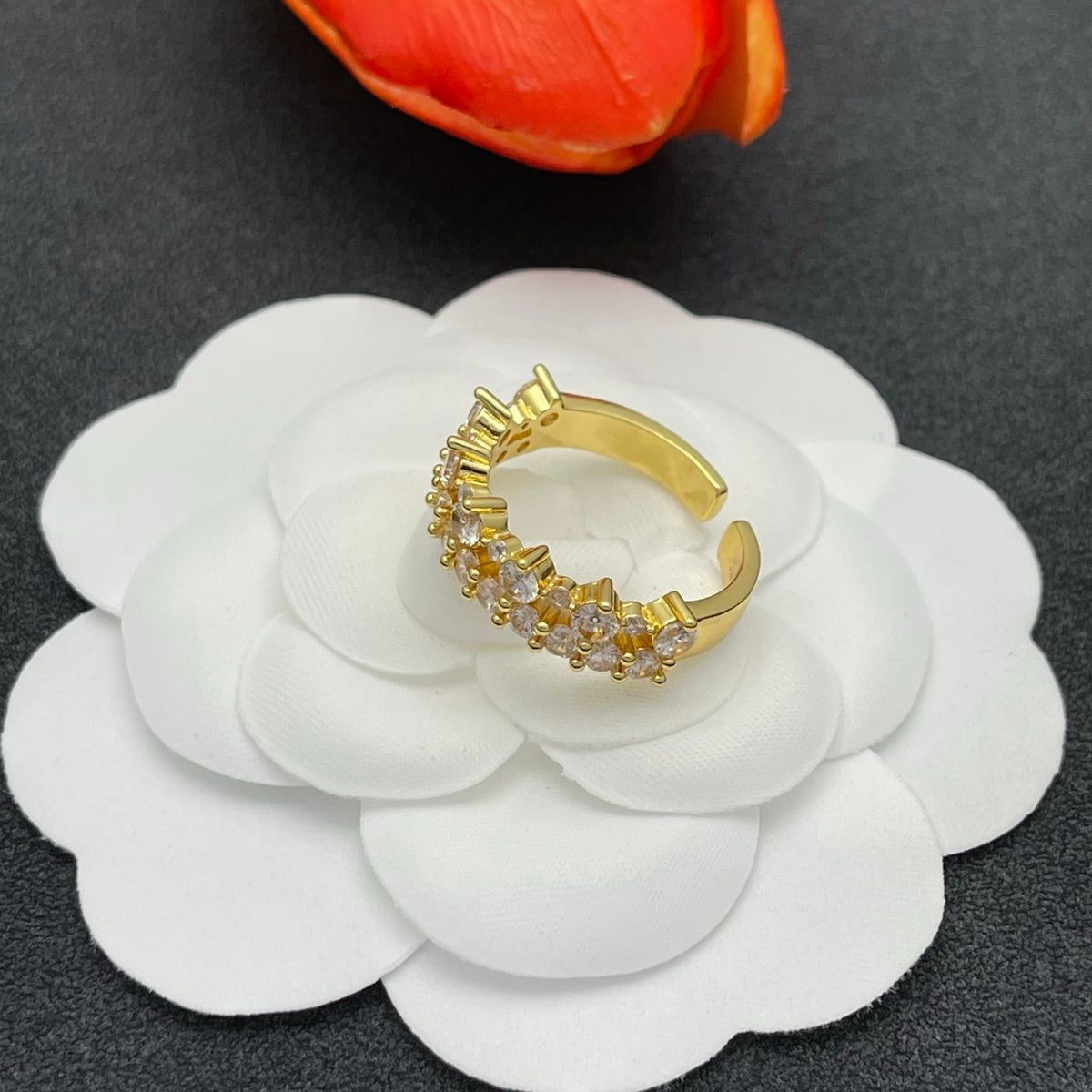 Sif Jakobs crystal crown tiara ring in Gold Tone, detail view 13