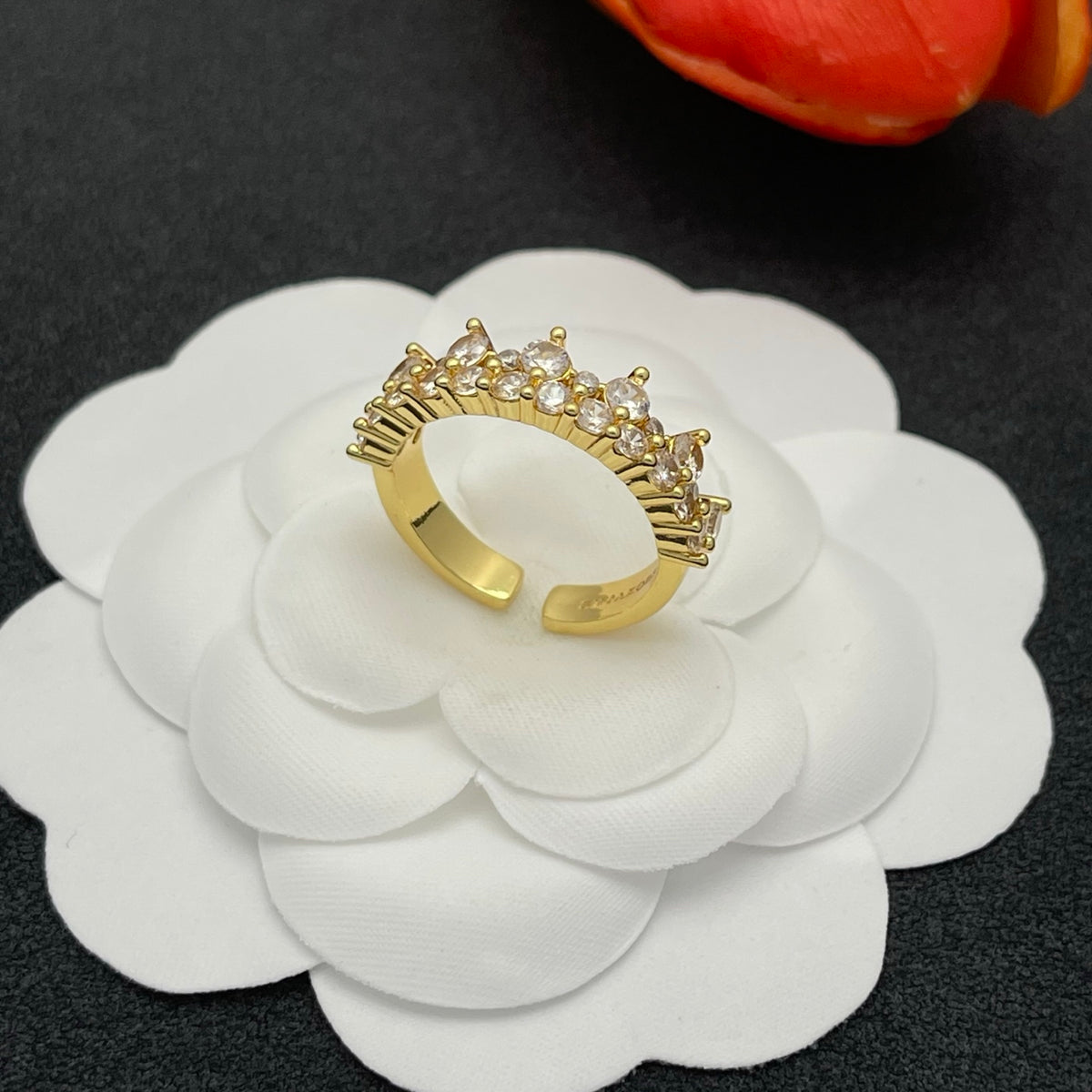 Sif Jakobs crystal crown tiara ring in Gold Tone, detail view 11