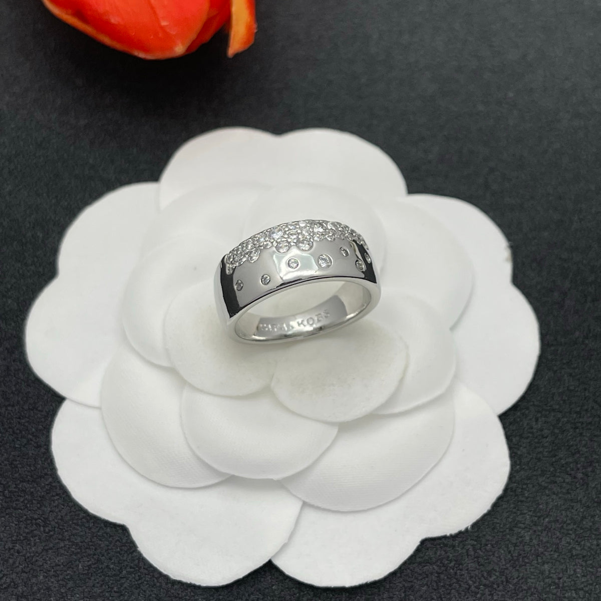 Sif Jakobs pave crystal wide band ring in Silver Tone, detail view 19