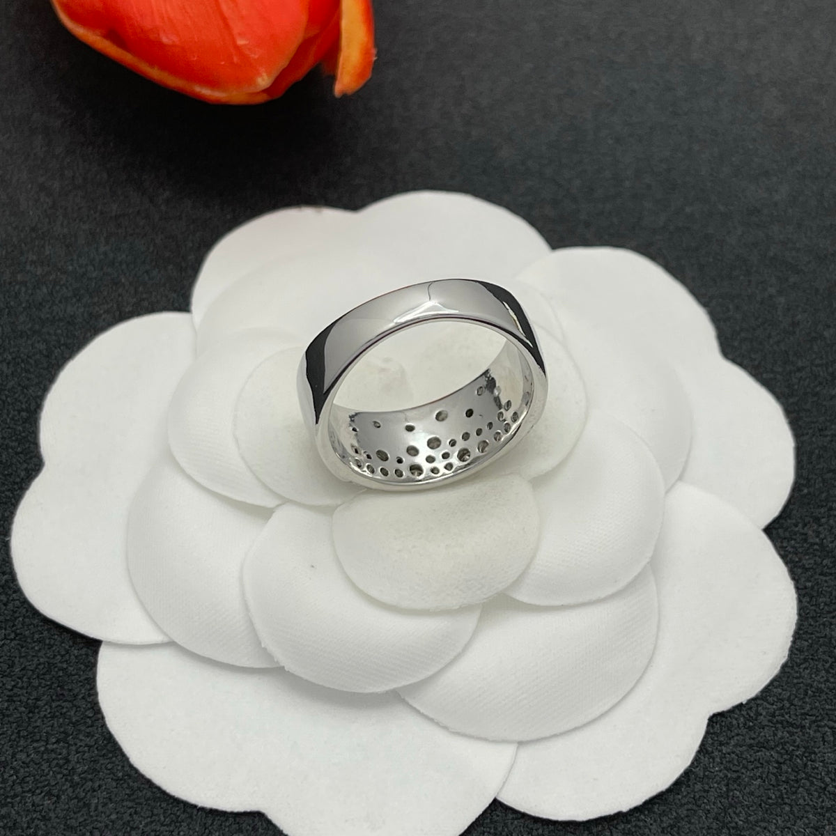 Sif Jakobs pave crystal wide band ring in Silver Tone, detail view 23