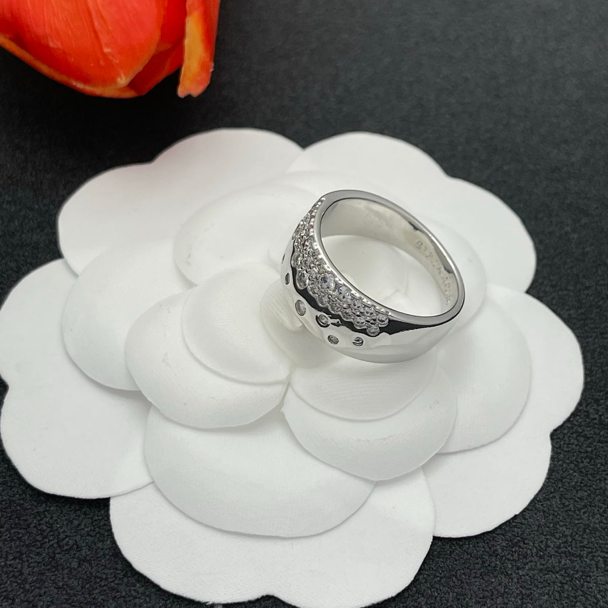 Sif Jakobs pave crystal wide band ring in Silver Tone, detail view 22