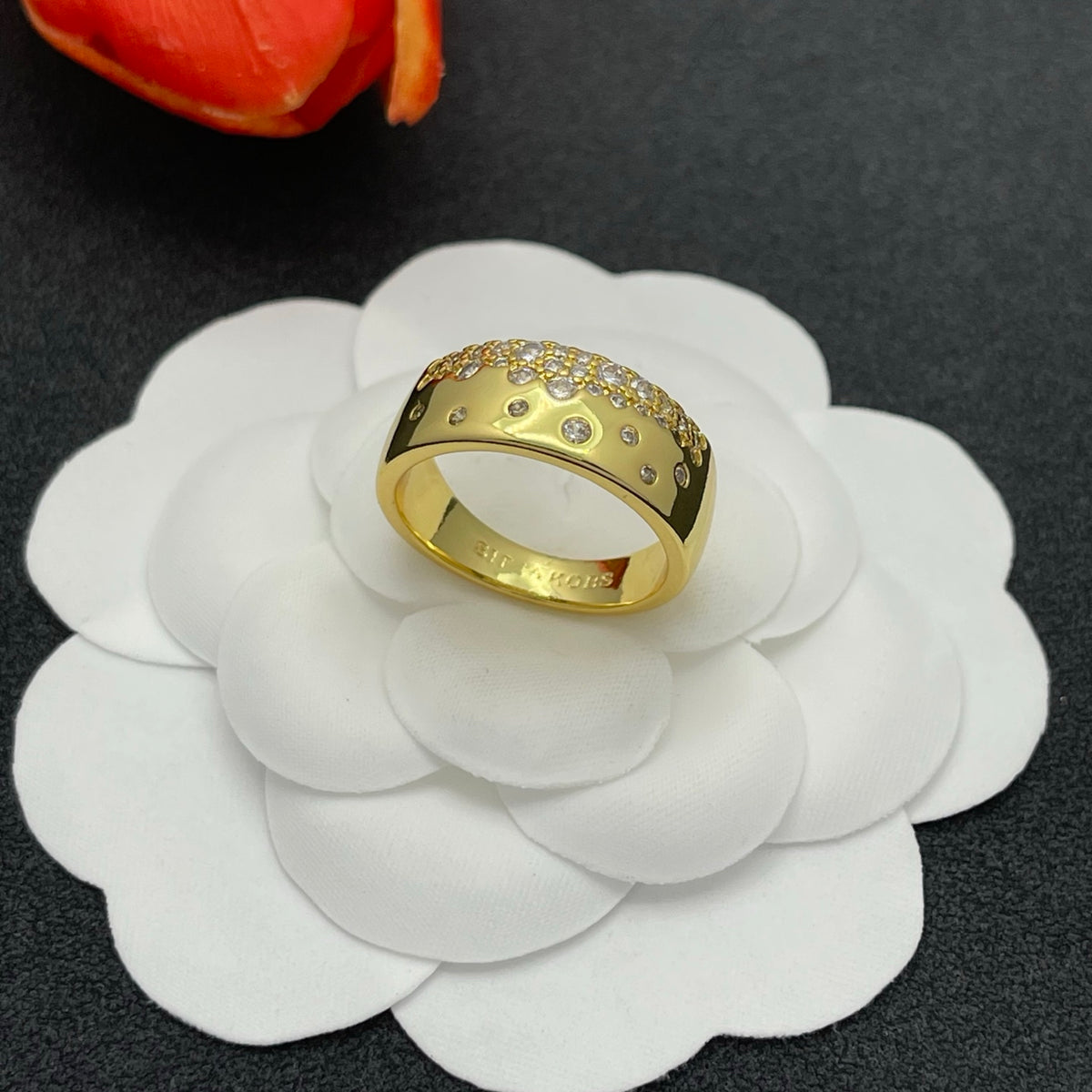 Sif Jakobs pave crystal wide band ring in Gold Tone, detail view 11