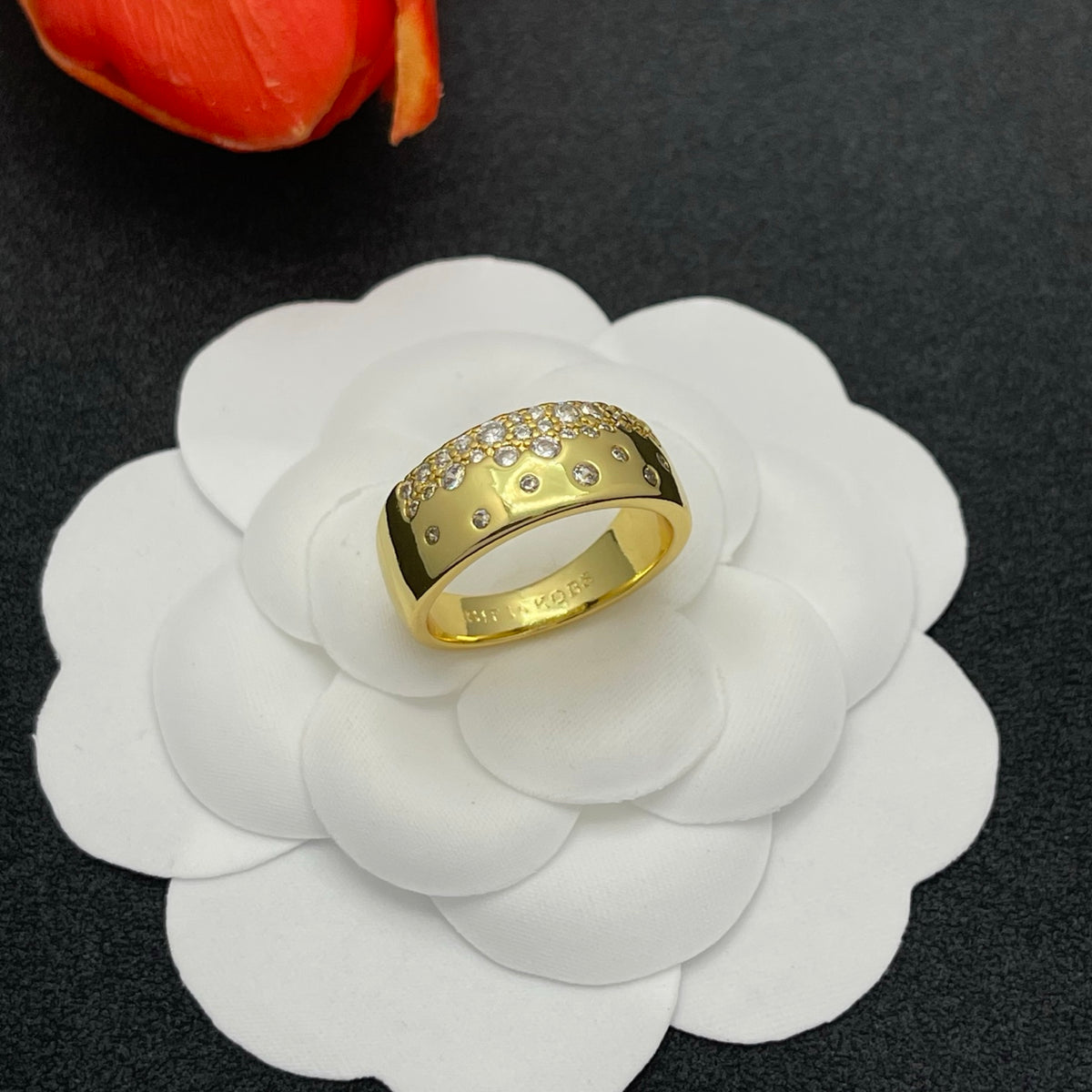 Sif Jakobs pave crystal wide band ring in Gold Tone, detail view 10