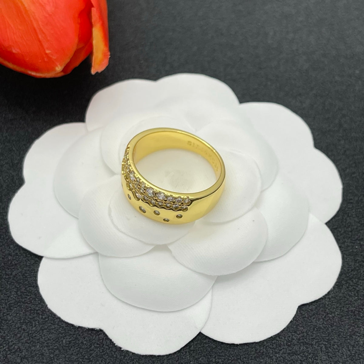 Sif Jakobs pave crystal wide band ring in Gold Tone, detail view 13