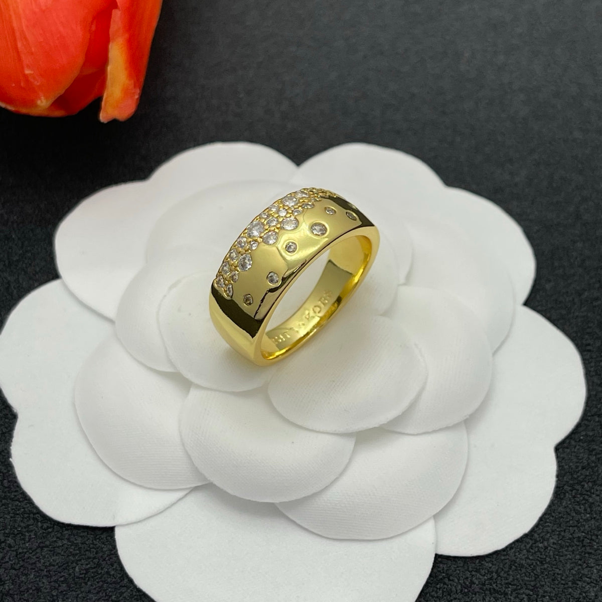 Sif Jakobs pave crystal wide band ring in Gold Tone, detail view 12