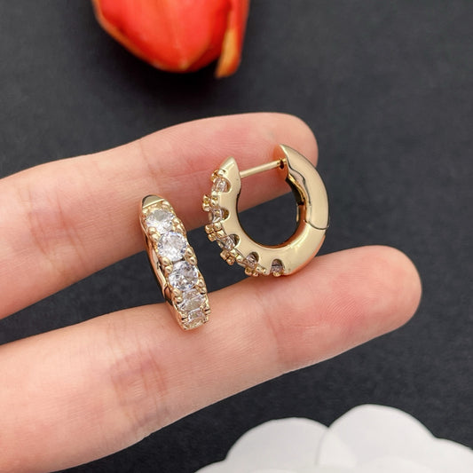 Sif Jakobs graduated crystal huggie hoop earrings in Gold Tone, main view
